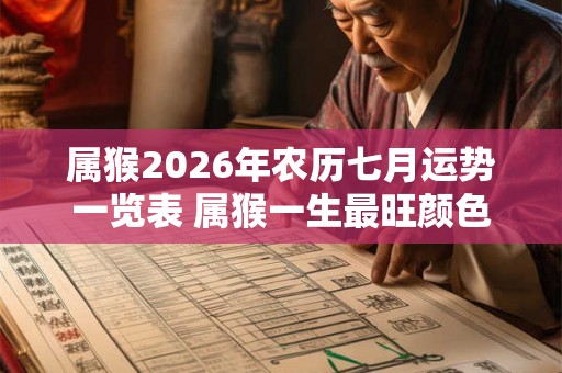 属猴2026年农历七月运势一览表 属猴一生最旺颜色