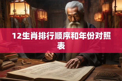 12生肖排行顺序和年份对照表