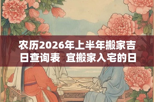 农历2026年上半年搬家吉日查询表  宜搬家入宅的日子