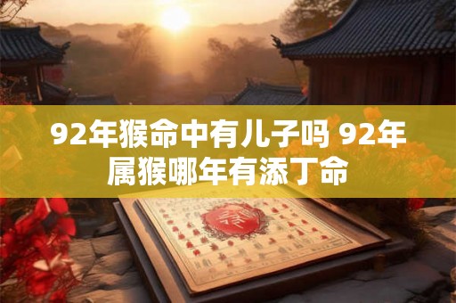 92年猴命中有儿子吗 92年属猴哪年有添丁命