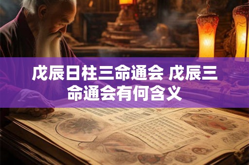 戊辰日柱三命通会 戊辰三命通会有何含义