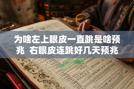 为啥左上眼皮一直跳是啥预兆  右眼皮连跳好几天预兆