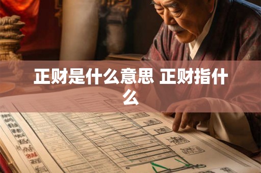 正财是什么意思 正财指什么