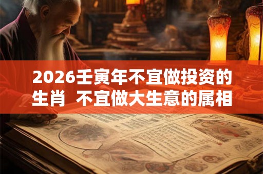2026壬寅年不宜做投资的生肖  不宜做大生意的属相