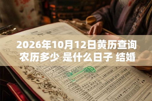 2026年10月12日黄历查询 农历多少 是什么日子 结婚吉时