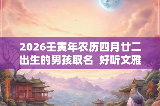 2026壬寅年农历四月廿二出生的男孩取名  好听文雅的名字
