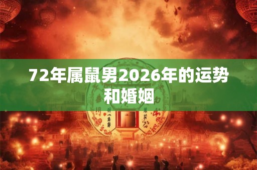 72年属鼠男2026年的运势和婚姻 72年属鼠男2026年的运势和婚姻