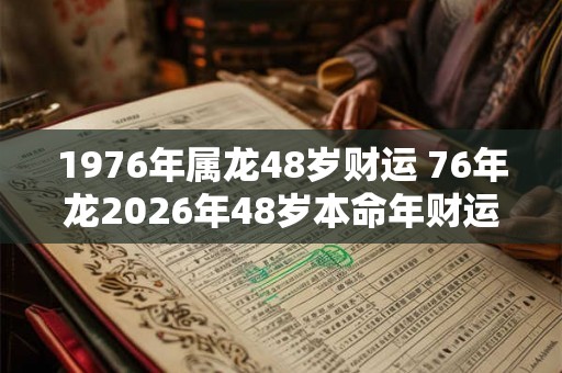 1976年属龙48岁财运 76年龙2026年48岁本命年财运怎么样