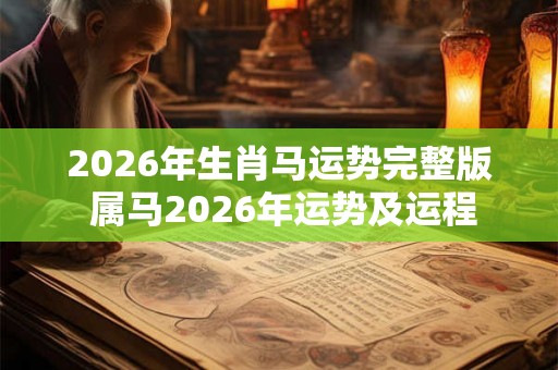 2026年生肖马运势完整版 属马2026年运势及运程