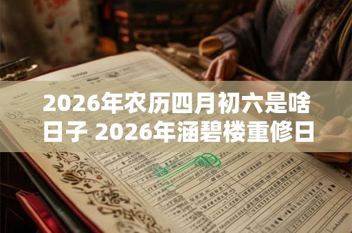 2026年农历四月初六是啥日子 2026年涵碧楼重修日是哪天