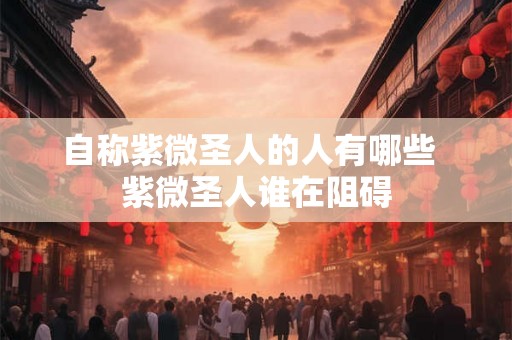 自称紫微圣人的人有哪些  紫微圣人谁在阻碍