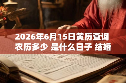 2026年6月15日黄历查询 农历多少 是什么日子 结婚吉时