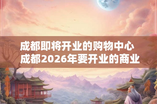 成都即将开业的购物中心  成都2026年要开业的商业购物中心