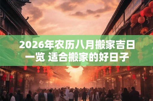 2026年农历八月搬家吉日一览 适合搬家的好日子 2026年农历八月搬家吉日一览 适合搬家的好日子