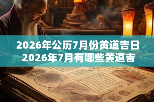 2026年公历7月份黄道吉日 2026年7月有哪些黄道吉日