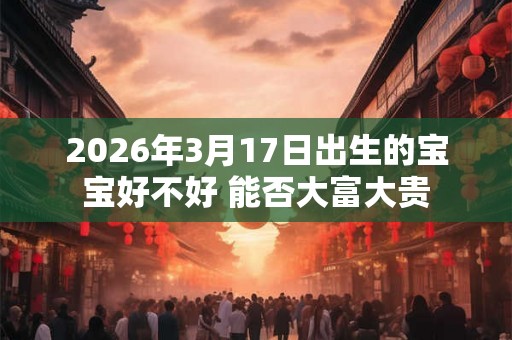 2026年3月17日出生的宝宝好不好 能否大富大贵