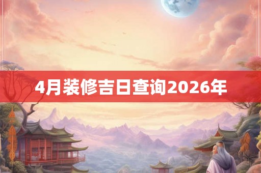 4月装修吉日查询2026年