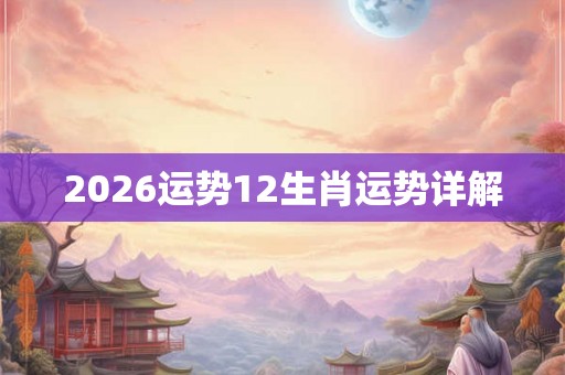 2026运势12生肖运势详解