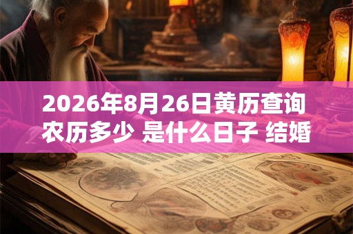 2026年8月26日黄历查询 农历多少 是什么日子 结婚吉时