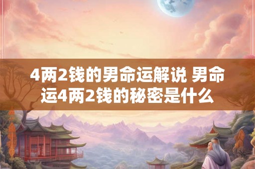 4两2钱的男命运解说 男命运4两2钱的秘密是什么
