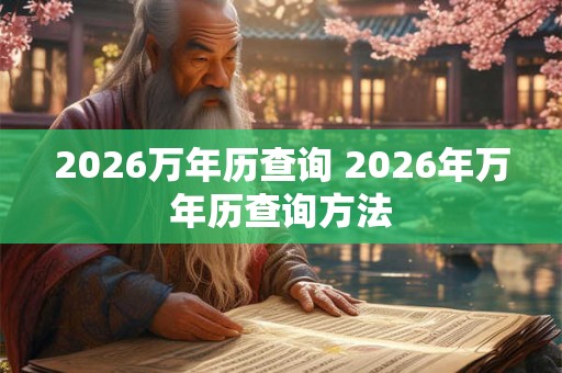 2026万年历查询 2026年万年历查询方法