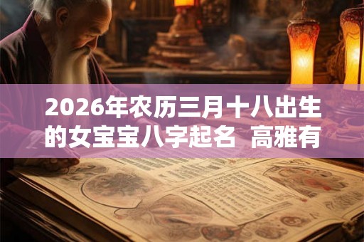 2026年农历三月十八出生的女宝宝八字起名  高雅有气质的孩名字