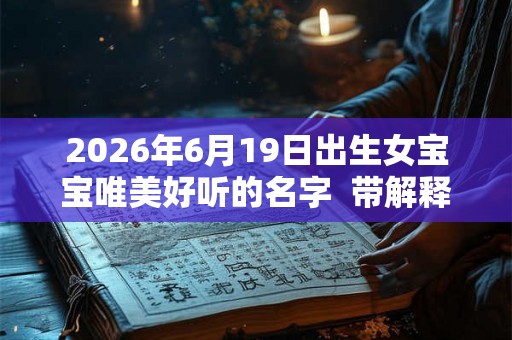 2026年6月19日出生女宝宝唯美好听的名字  带解释