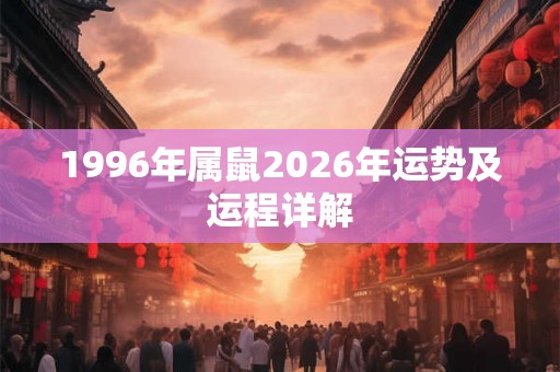 1996年属鼠2026年运势及运程详解