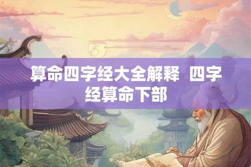算命四字经大全解释 四字经算命下部 算命四字经大全解释 四字经算命下部