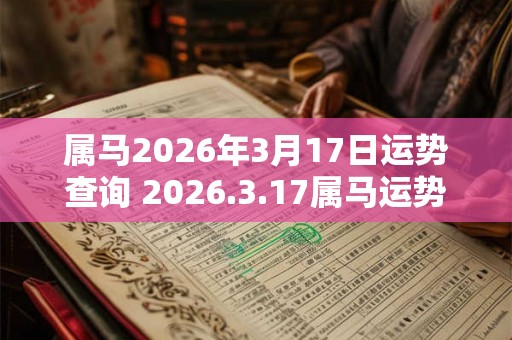 属马2026年3月17日运势查询 2026.3.17属马运势分析