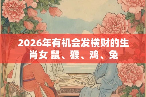2026年有机会发横财的生肖女 鼠、猴、鸡、兔