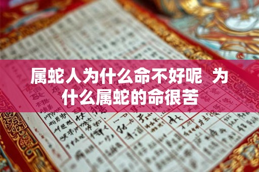 属蛇人为什么命不好呢  为什么属蛇的命很苦