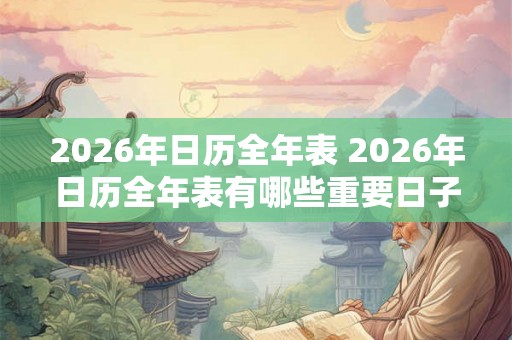 2026年日历全年表 2026年日历全年表有哪些重要日子