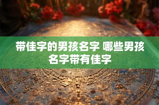 带佳字的男孩名字 哪些男孩名字带有佳字