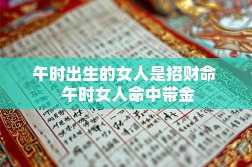 午时出生的女人是招财命  午时女人命中带金