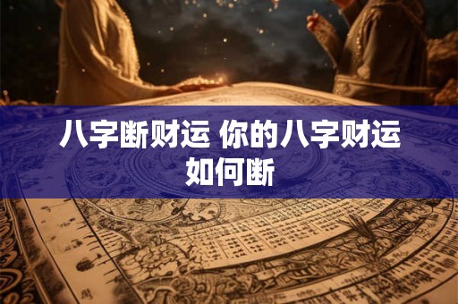 八字断财运 你的八字财运如何断