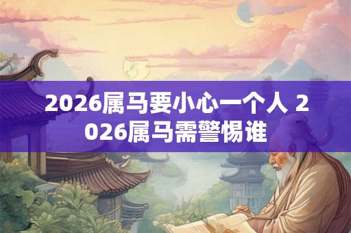 2026属马要小心一个人 2026属马需警惕谁 2026属马要小心一个人 2026属马需警惕谁
