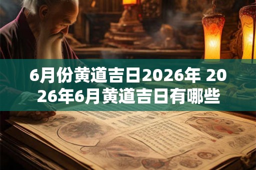 6月份黄道吉日2026年 2026年6月黄道吉日有哪些