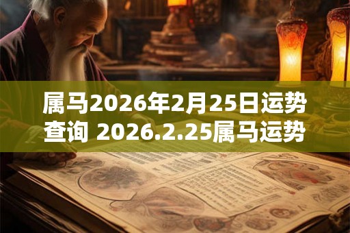 属马2026年2月25日运势查询 2026.2.25属马运势分析