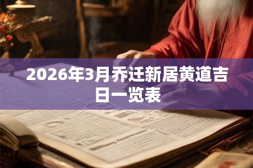2026年3月乔迁新居黄道吉日一览表