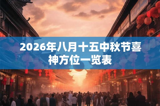 2026年八月十五中秋节喜神方位一览表