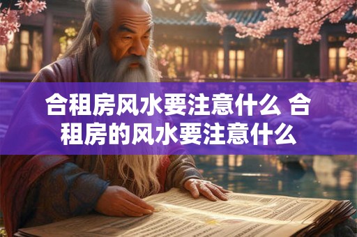 合租房风水要注意什么 合租房的风水要注意什么