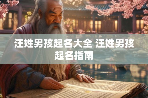 汪姓男孩起名大全 汪姓男孩起名指南