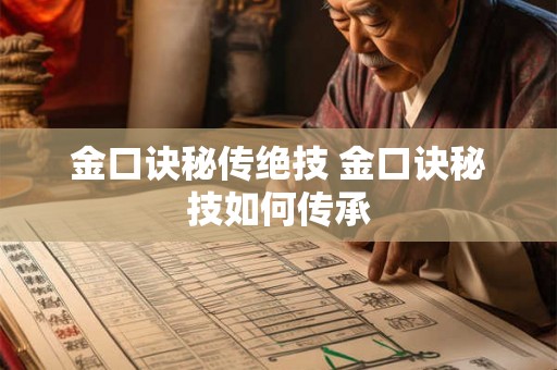 金口诀秘传绝技 金口诀秘技如何传承