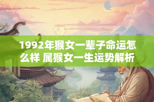 1992年猴女一辈子命运怎么样 属猴女一生运势解析