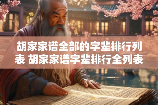 胡家家谱全部的字辈排行列表 胡家家谱字辈排行全列表 胡家家谱全部的字辈排行列表 胡家家谱字辈排行全列表