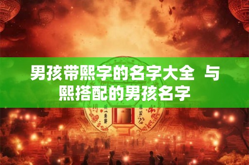 男孩带熙字的名字大全  与熙搭配的男孩名字