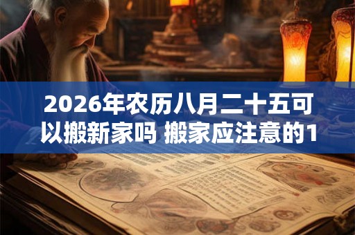 2026年农历八月二十五可以搬新家吗 搬家应注意的10点宜忌