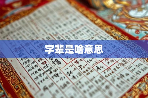 字辈是啥意思