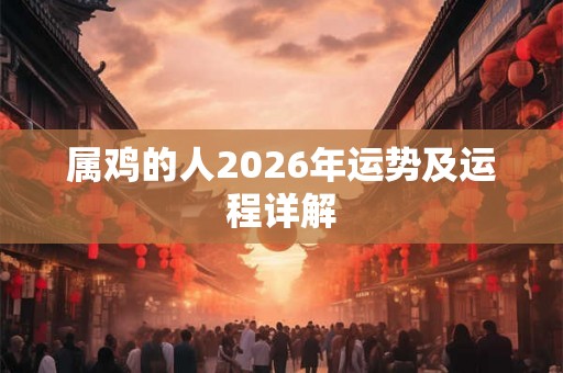 属鸡的人2026年运势及运程详解